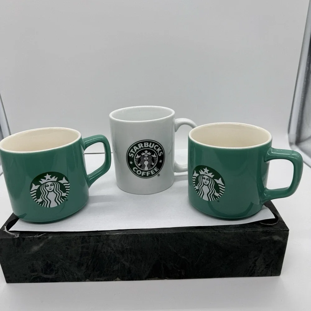 Starbucks Coffee Mug Lot 3 Siren Logo 2006 2021 Green White 11oz Collector